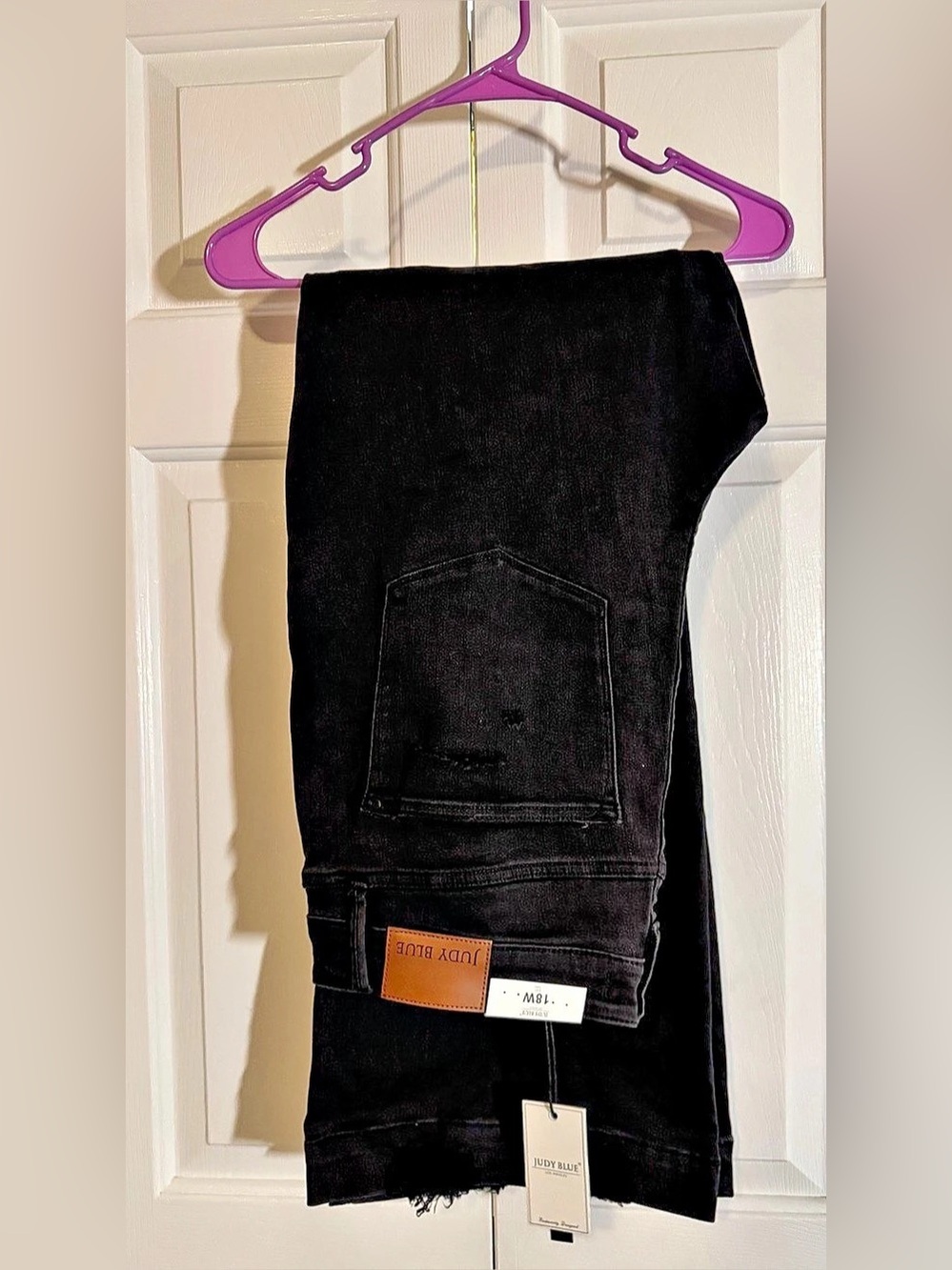 Judy Blue Distressed Flare Leg Jeans, Black, Size 18W, NWT